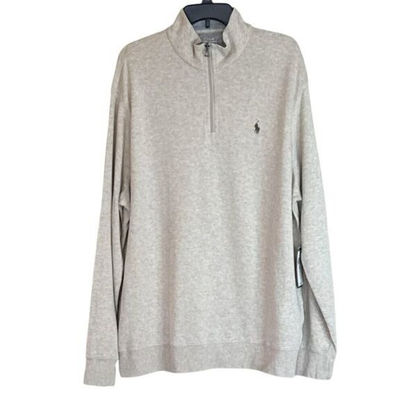 Polo Ralph Lauren Men's Sweater Long Sleeve 1/4 Zip Dune Tan Sz XXL NWT - Picture 1 of 7